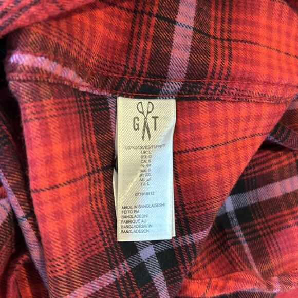 Good Threads Shirt Womens Sz Large Red Plaid Button Down - Picture 6 of 8